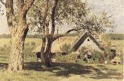 Levitan, Isaak Halfte of first house with breach meadows china oil painting reproduction